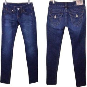 True Religion Julie Distressed skinny Jean size  25 / 34” inseam Style# WT120790